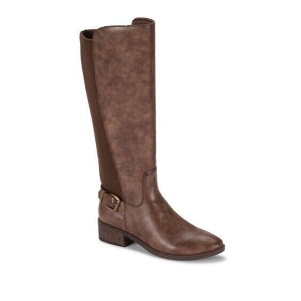 Baretraps Women Mckyla Tall Riding Boots Size 5.5 M‎ Brown Faux Leather Zip Up